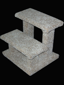 This angle view shows the depth of these pet steps and the added support connecting both steps on the base for rugged durability.